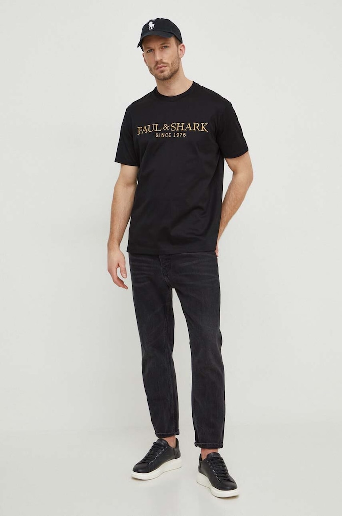Paul&Shark t-shirt bawełniany 24411020 czarny SS25