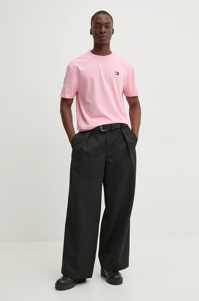 Bavlněné tričko Tommy Jeans DM0DM17995 růžová NC24