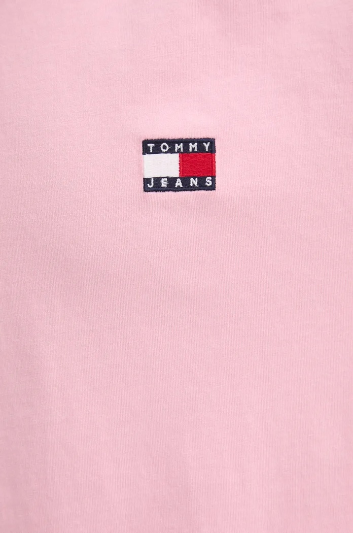 Bavlněné tričko Tommy Jeans růžová DM0DM17995