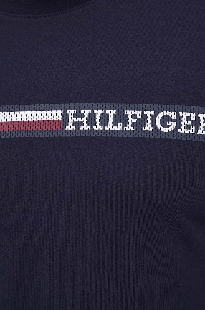 Bavlněné tričko Tommy Hilfiger námořnická modř MW0MW33688