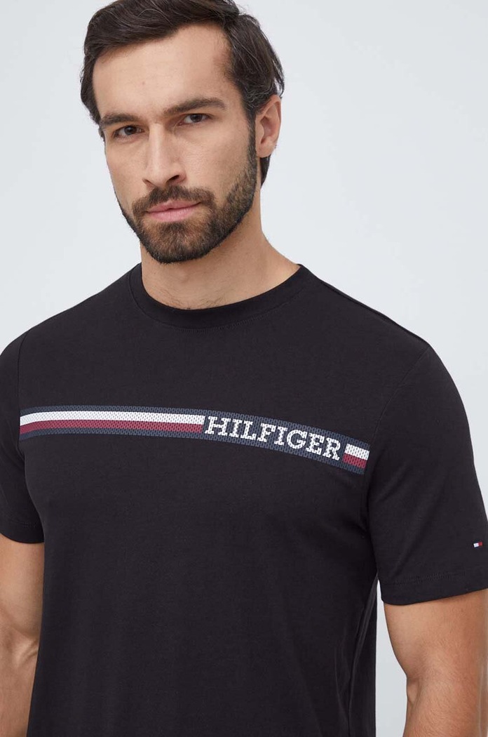 Bavlněné tričko Tommy Hilfiger potisk černá MW0MW33688