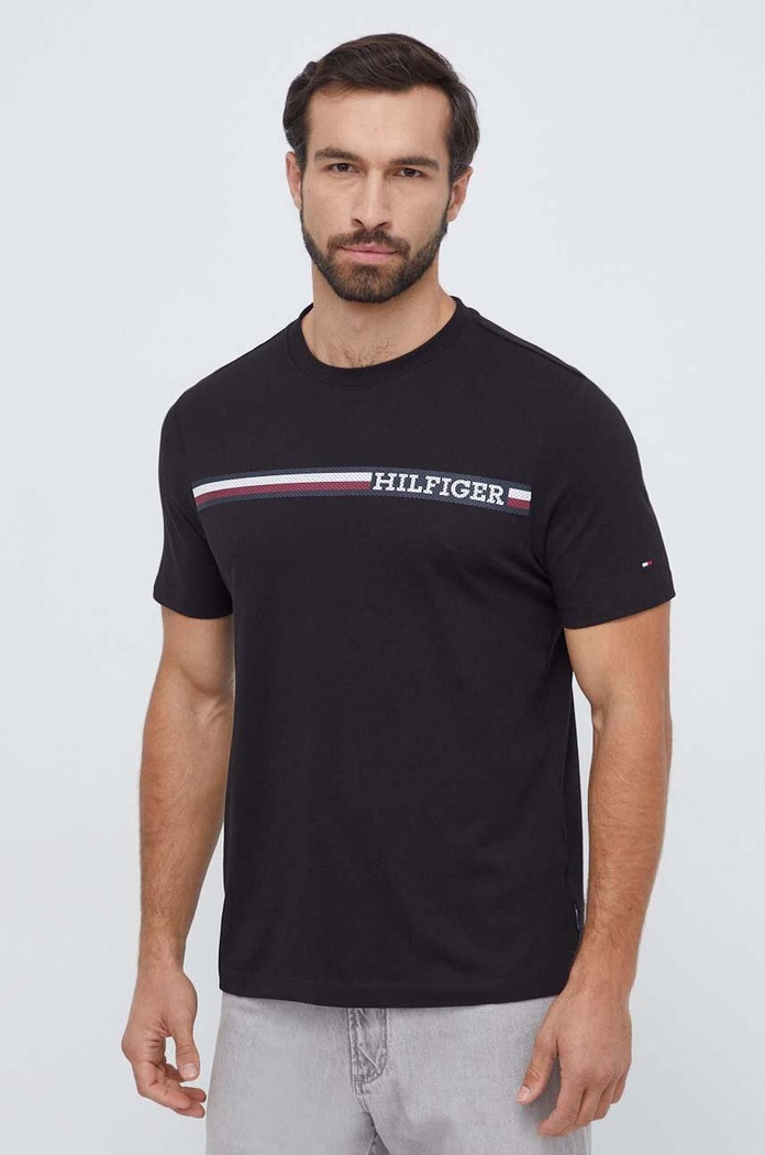 Bavlněné tričko Tommy Hilfiger MW0MW33688 černá SS24