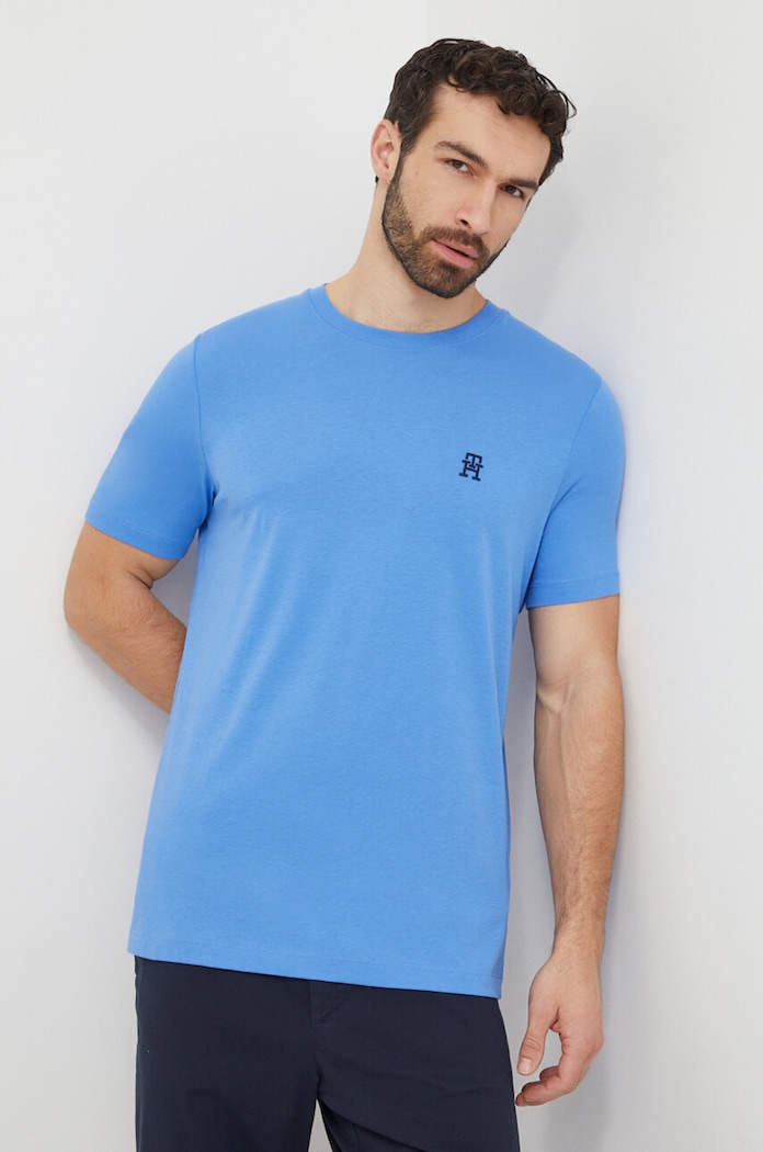 Βαμβακερό μπλουζάκι Tommy Hilfiger μπλε MW0MW33987