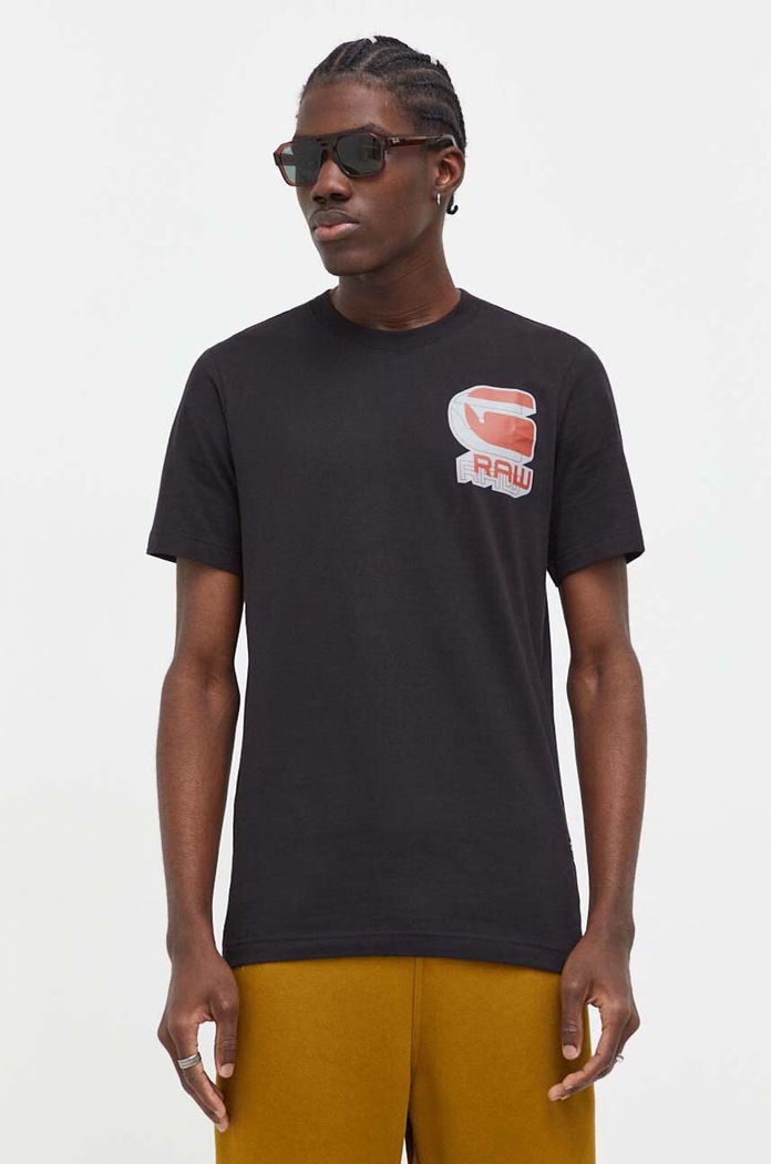 G-Star t-shirt bawełniany nadruk czarny D23901.336