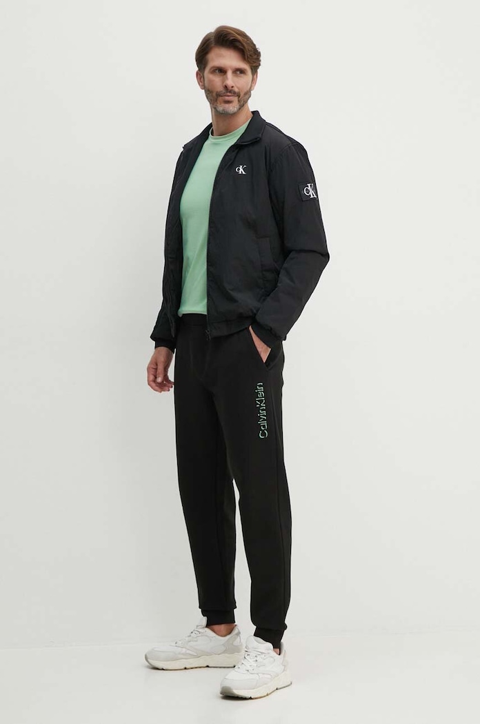 Calvin Klein T-shirt męski bawełniany K10K112724 zielony AW25