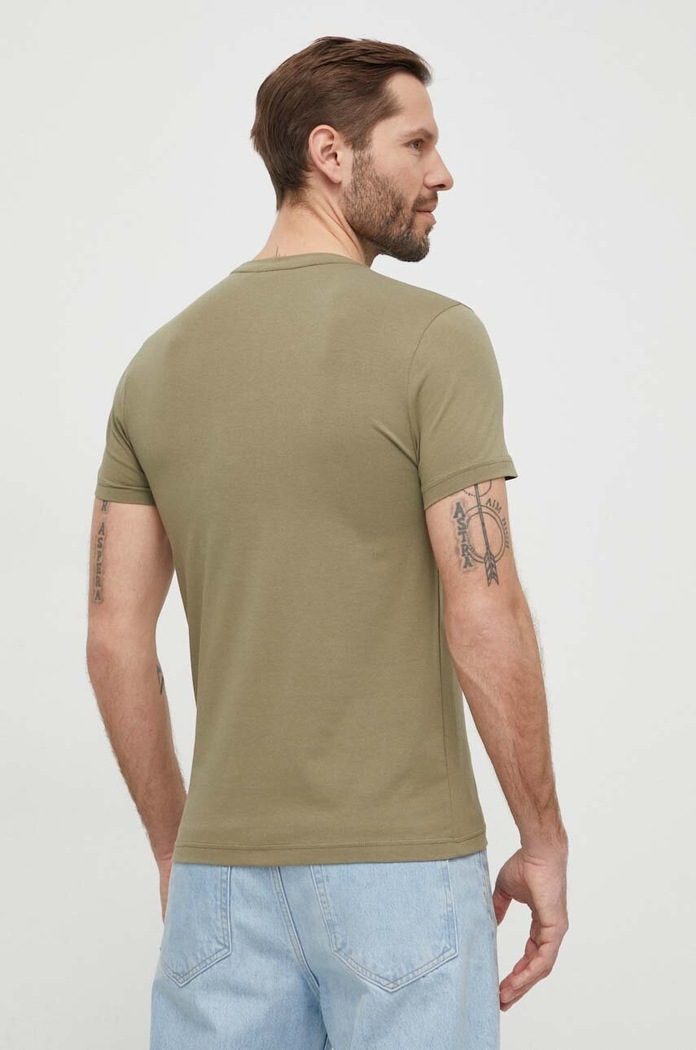 Calvin Klein T-shirt męski bawełniany K10K112724 zielony AW25