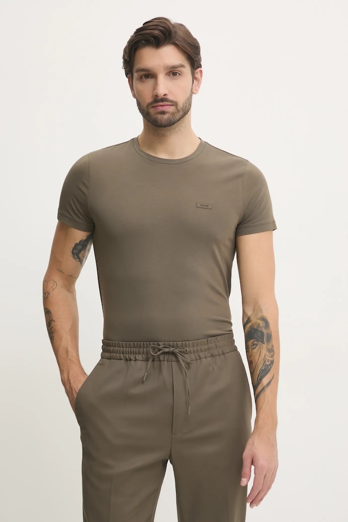Calvin Klein tričko pánské bavlněné slim zelená K10K112724