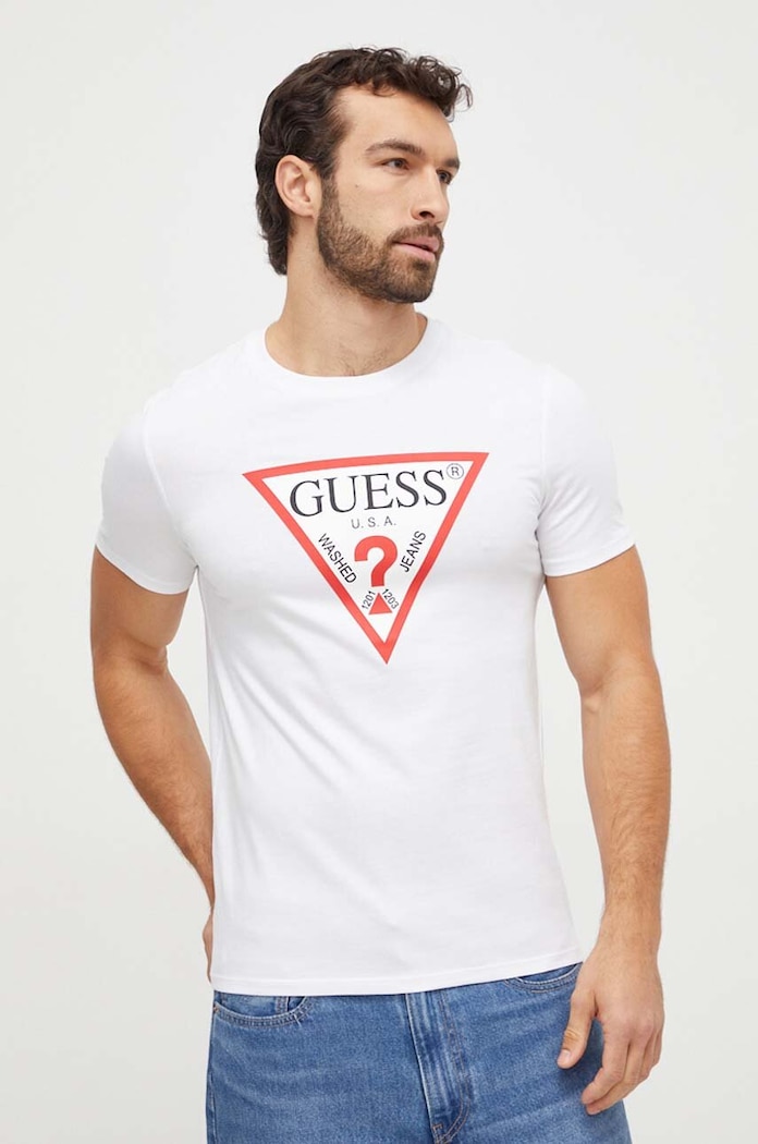 Βαμβακερό μπλουζάκι Guess M2YI71.I3Z14 λευκό AW25