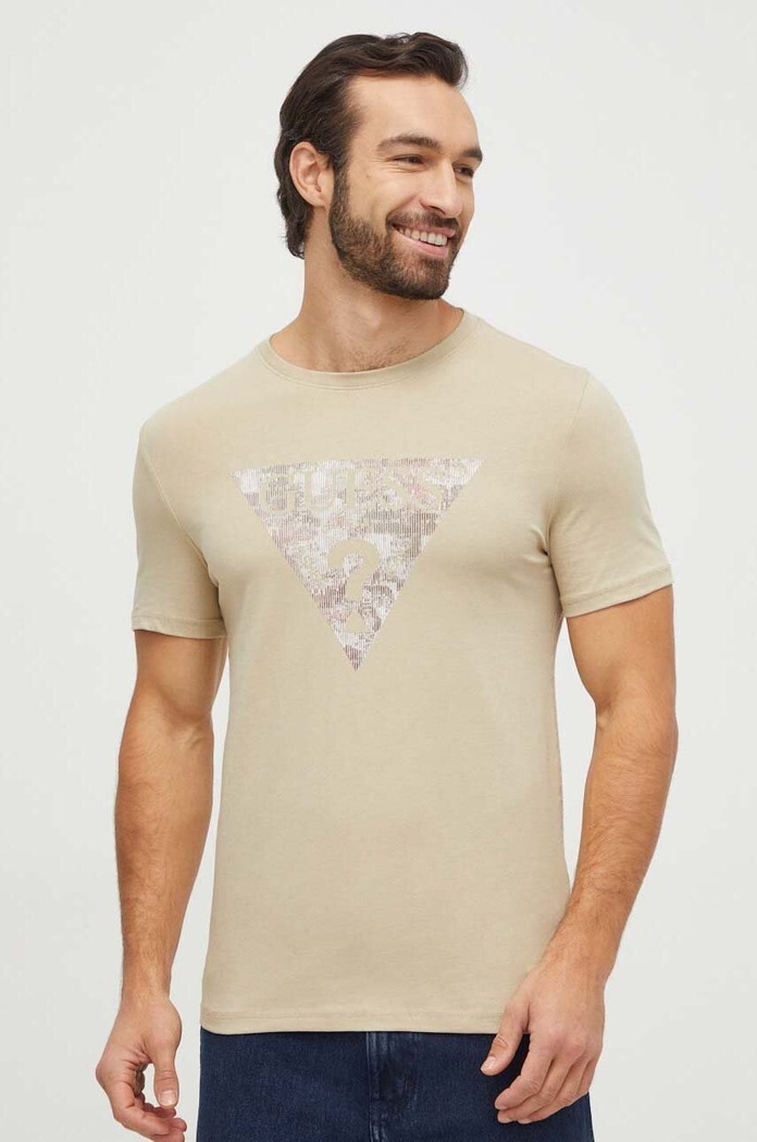Guess t-shirt z elastanem zielony M4RI29.J1314