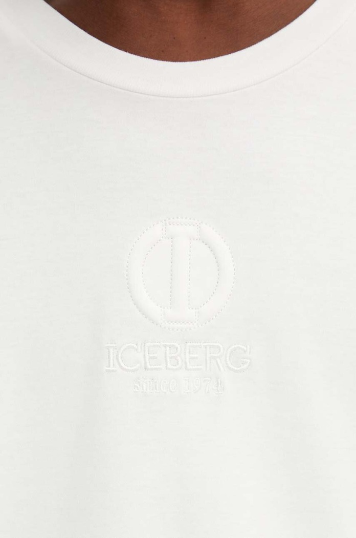 Bavlněné tričko Iceberg F028.6307 béžová