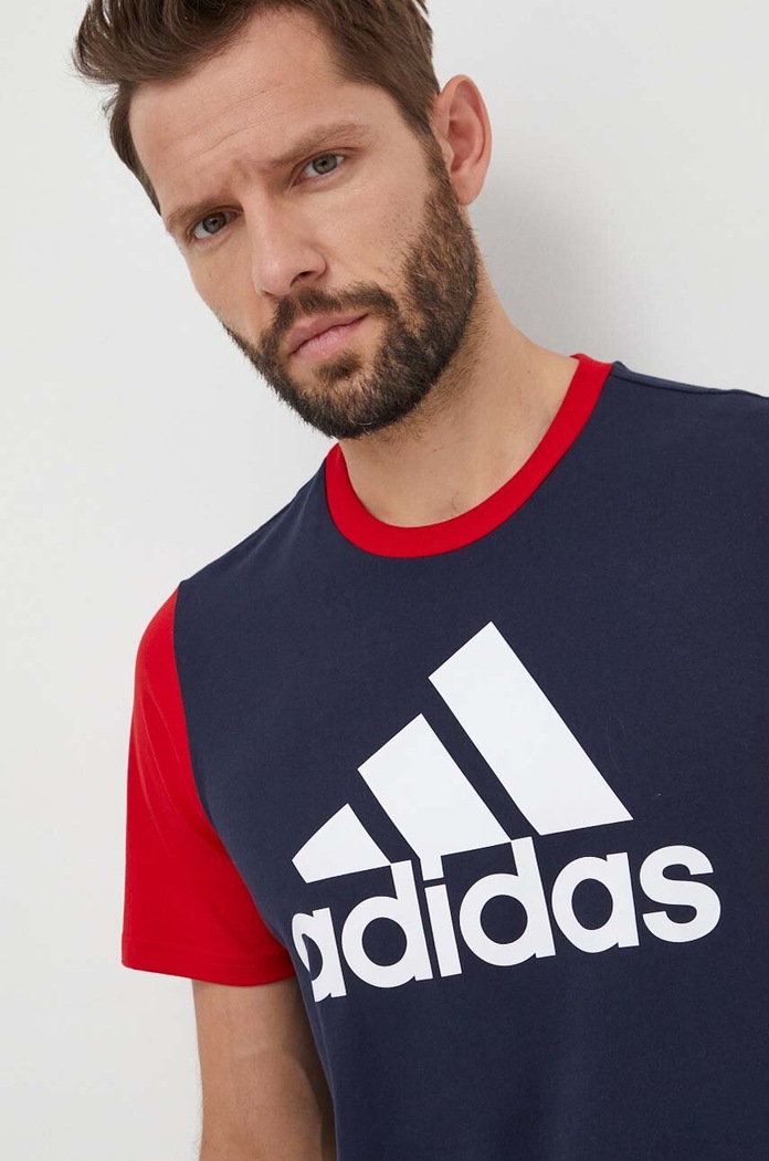 Bombažna kratka majica adidas mornarsko modra IL5660