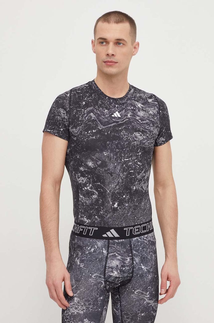 Μπλουζάκι προπόνησης adidas Performance Techfit Shadow Original Techfit με ελαστάν μαύρο IL7344