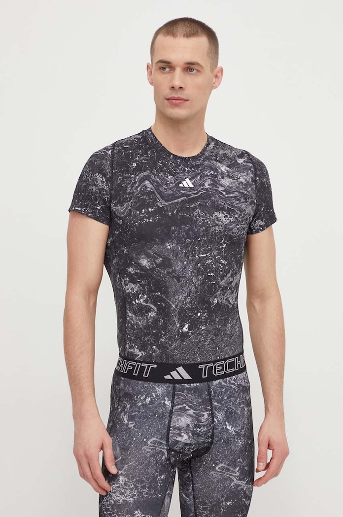 Μπλουζάκι προπόνησης adidas Performance Techfit Shadow Original Techfit με ελαστάν μαύρο IL7344