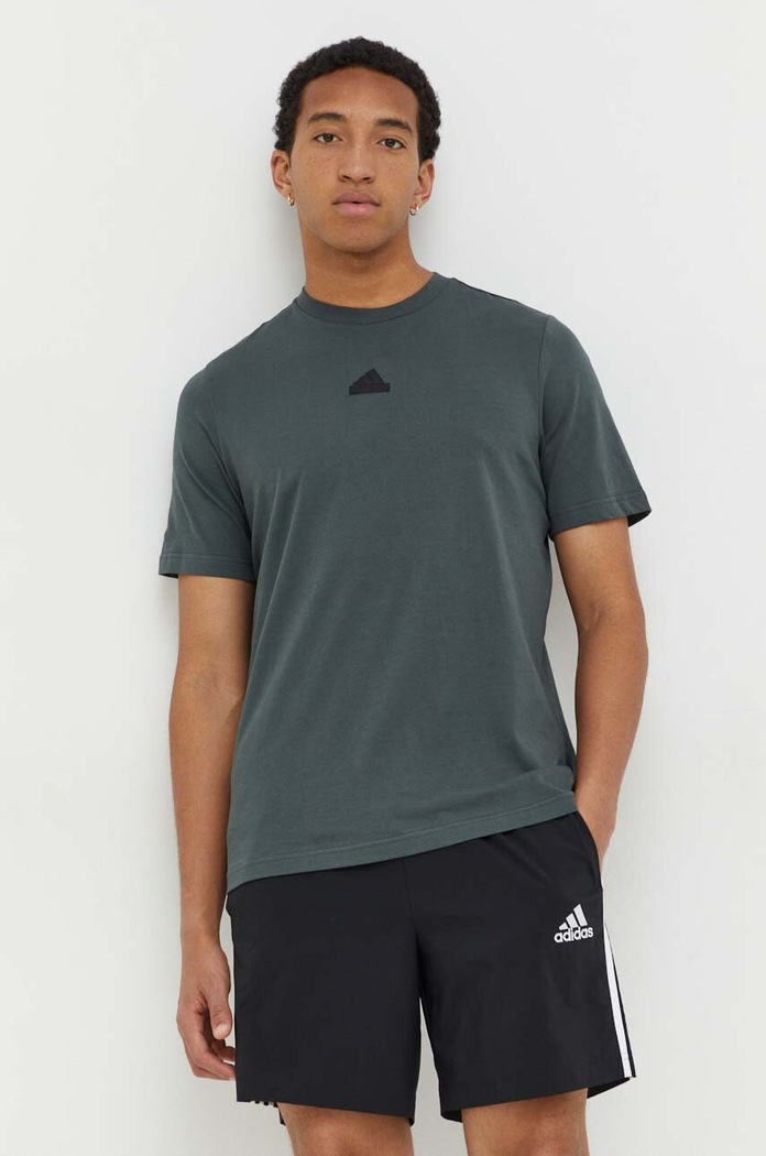 Odzież adidas t-shirt bawełniany IN6227 zielony