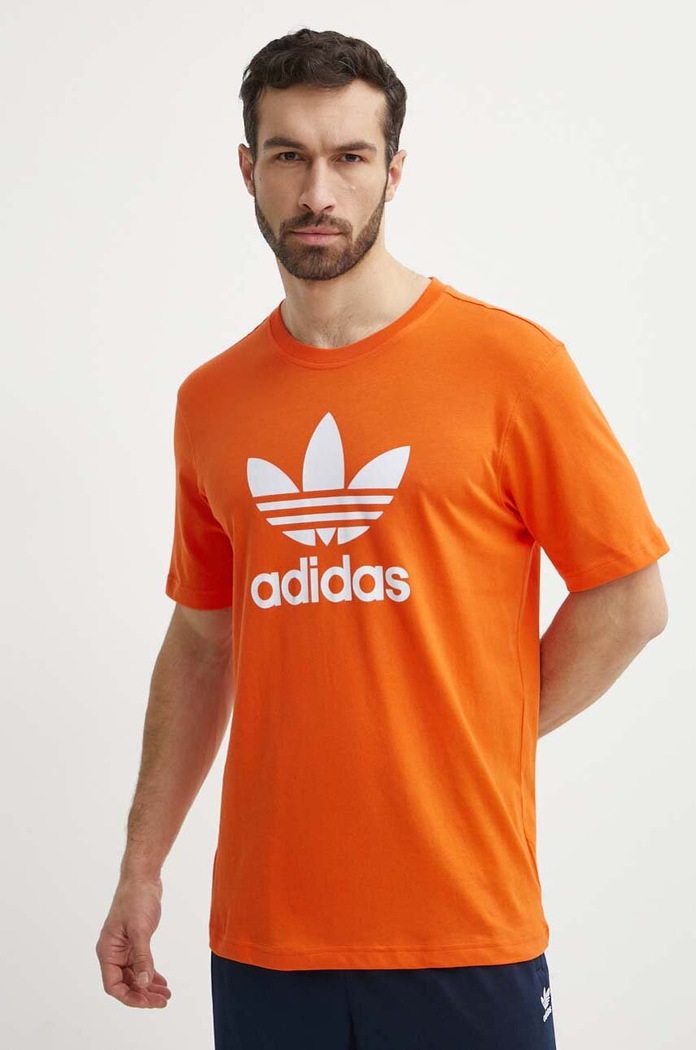 Bavlněné tričko adidas Originals potisk oranžová IR8000