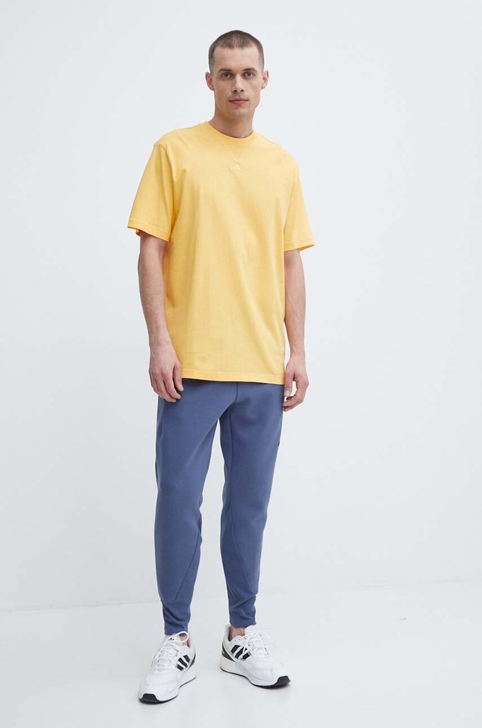 Bombažna kratka majica adidas IR9114 rumena SS24