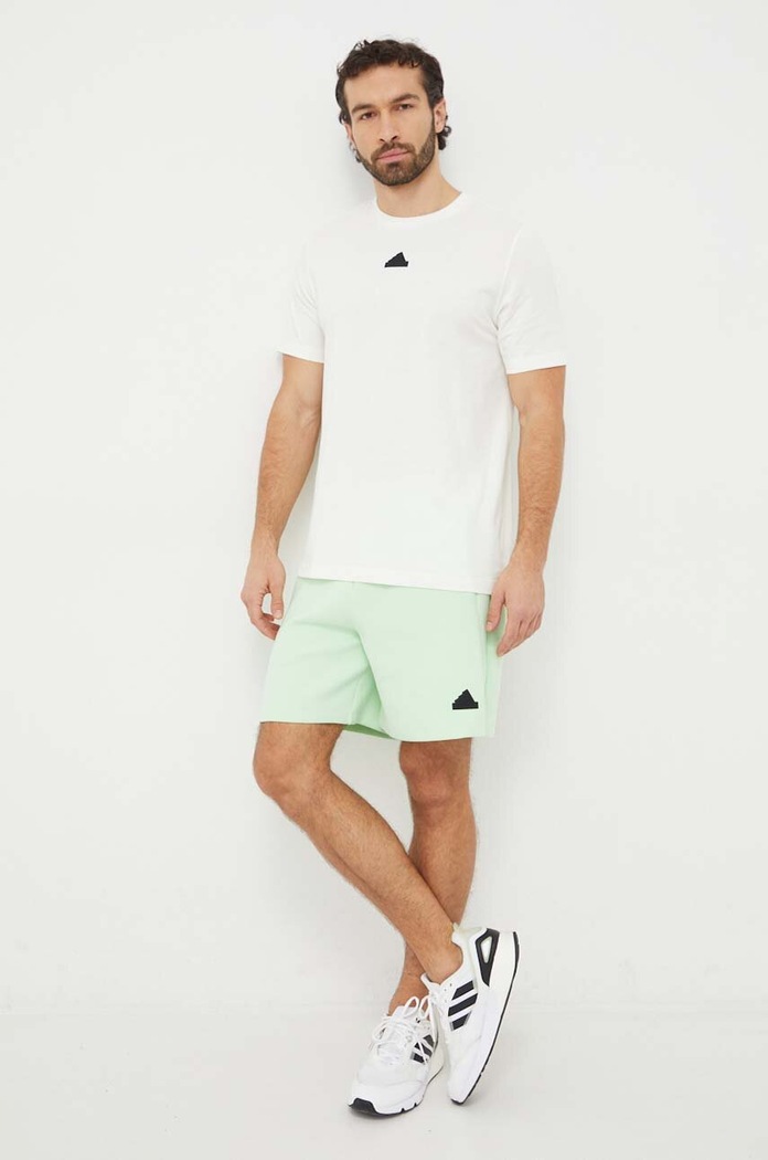 Bavlněné tričko adidas IS2857 béžová SS24