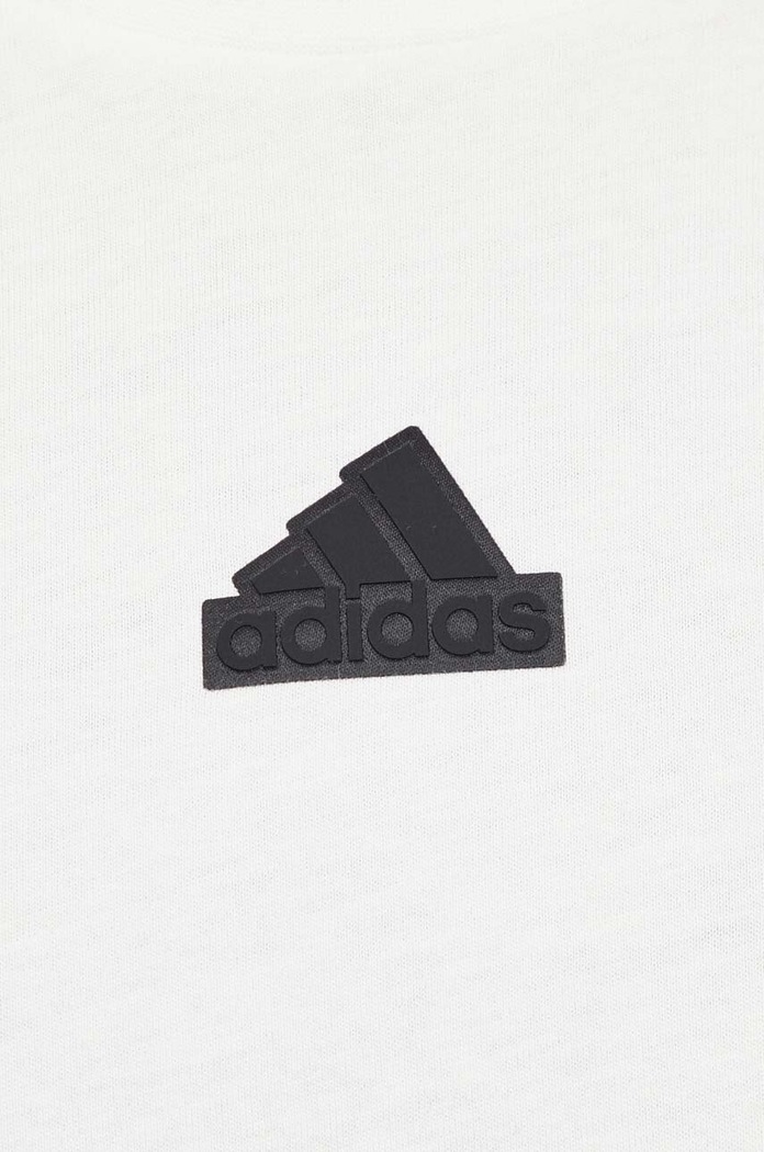 Bavlněné tričko adidas IS2857 béžová