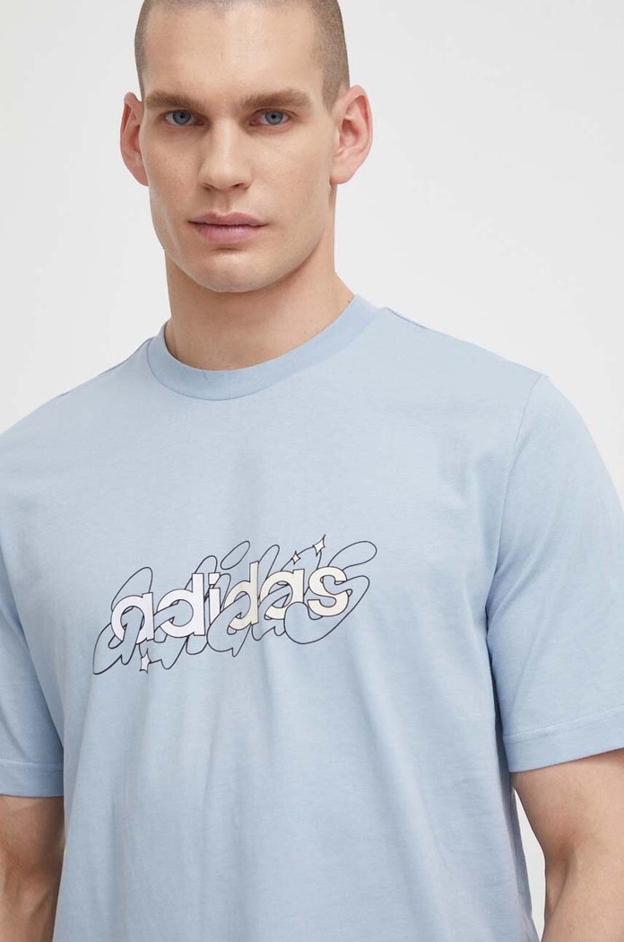 Bavlněné tričko adidas modrá IS2867