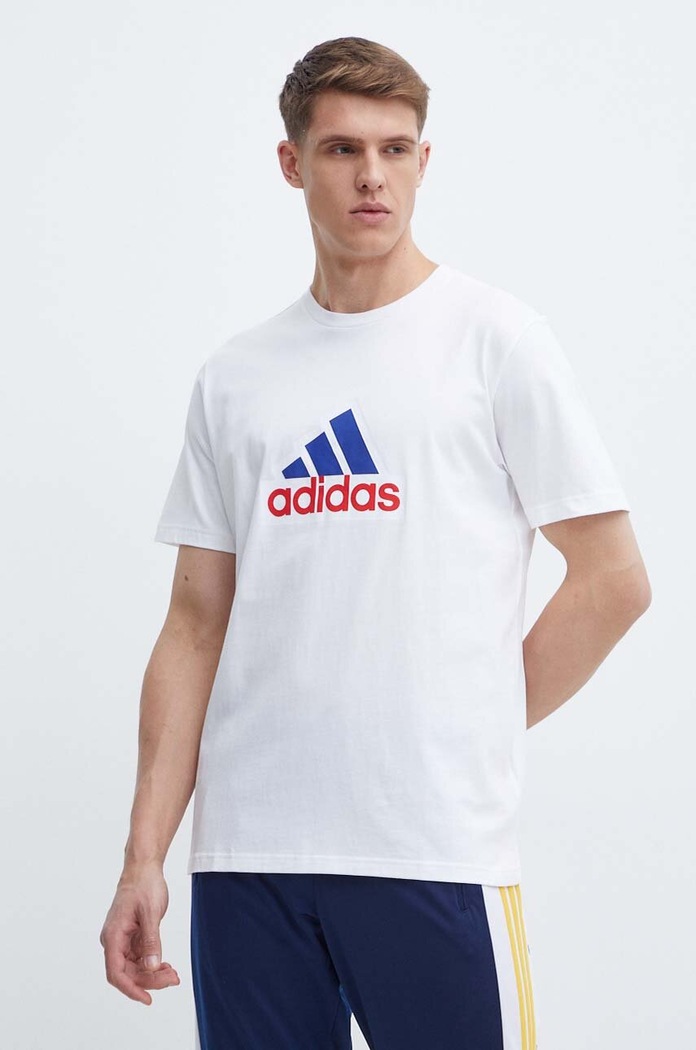 Bombažna kratka majica adidas bela IS3234