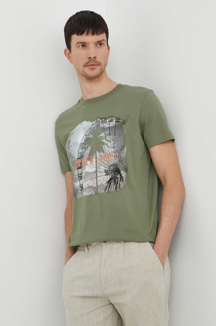 Joop! t-shirt bawełniany Darko nadruk zielony 30042427