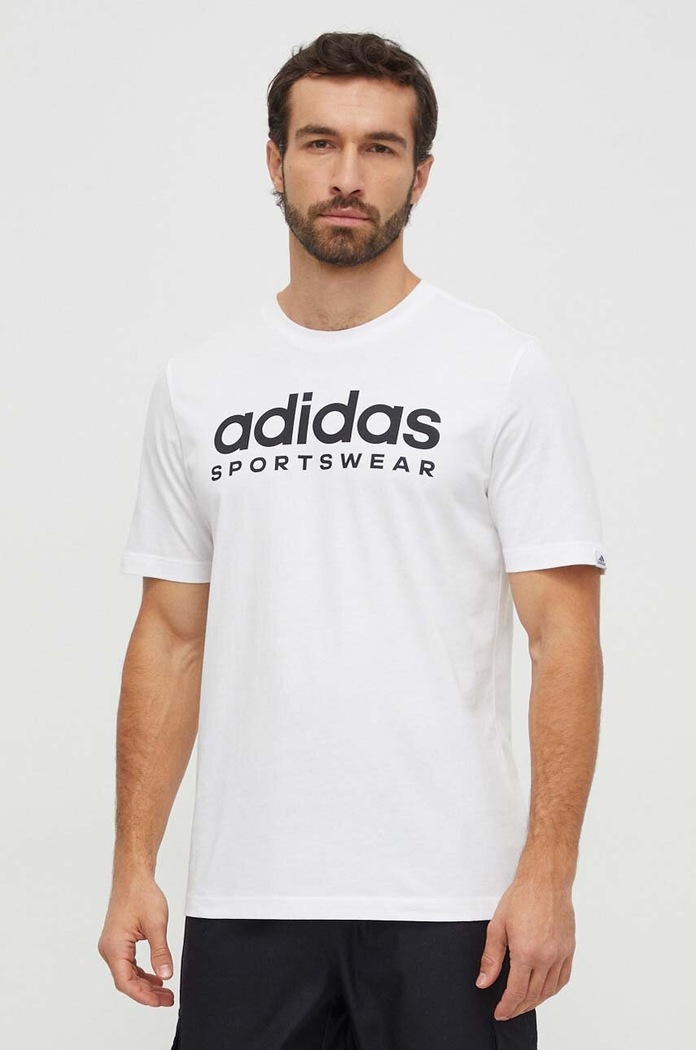 Bavlněné tričko adidas potisk bílá IW8835