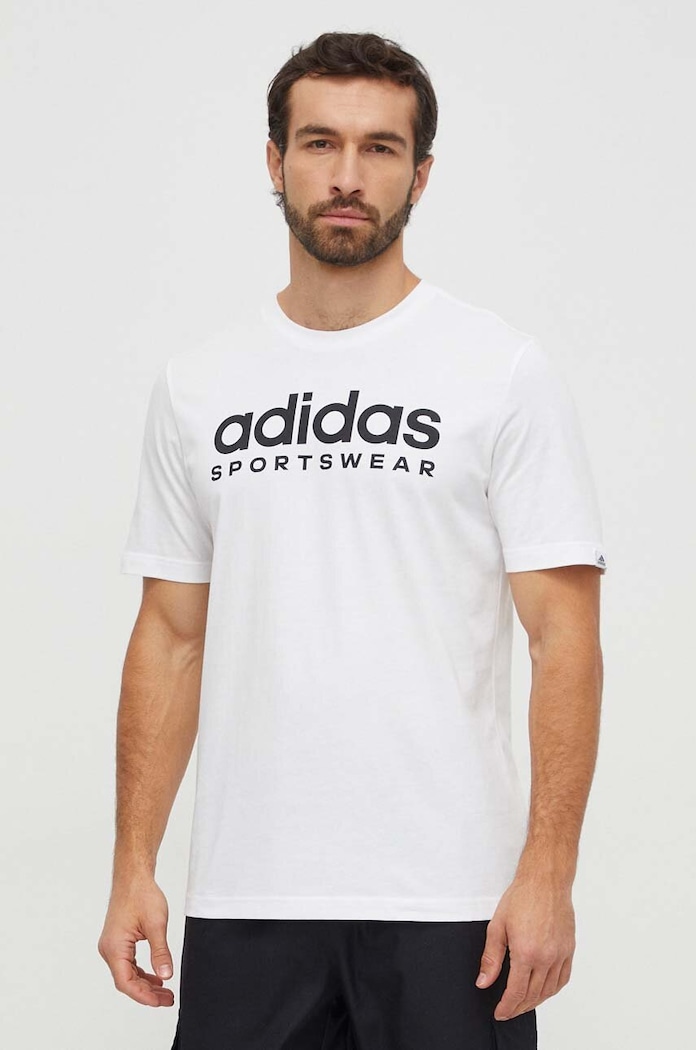 Bavlněné tričko adidas potisk bílá IW8835