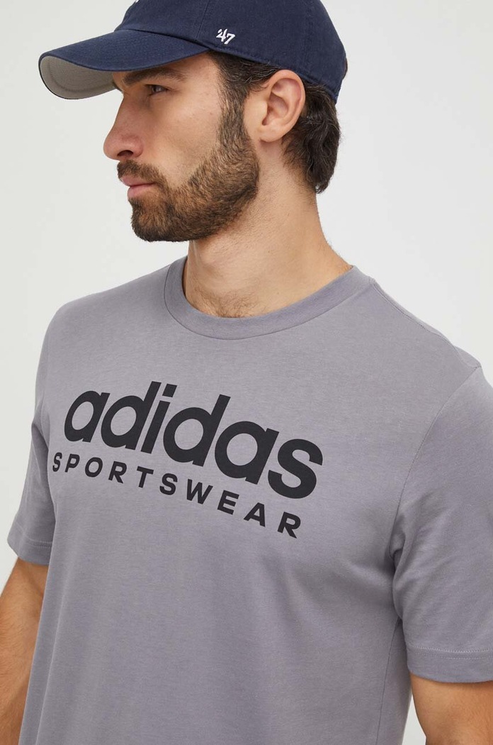 Bavlnené tričko adidas sivá IW8836