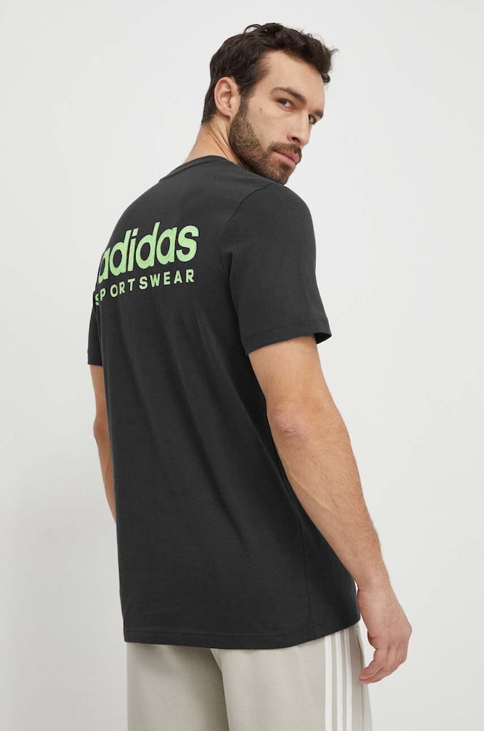 Pamučna majica adidas natpis siva IX4452