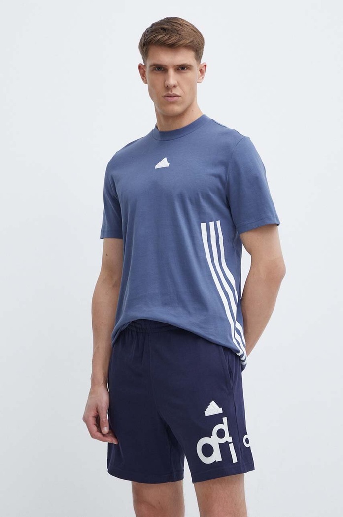 Памучна тениска adidas син IX5199