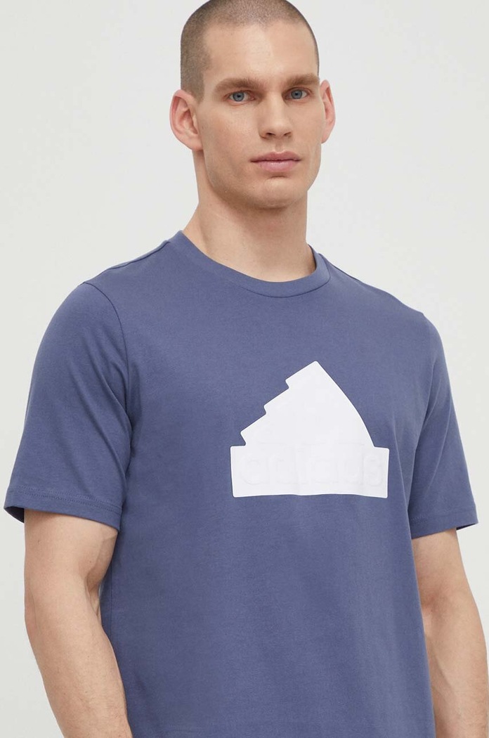 Bavlněné tričko adidas modrá IZ1624