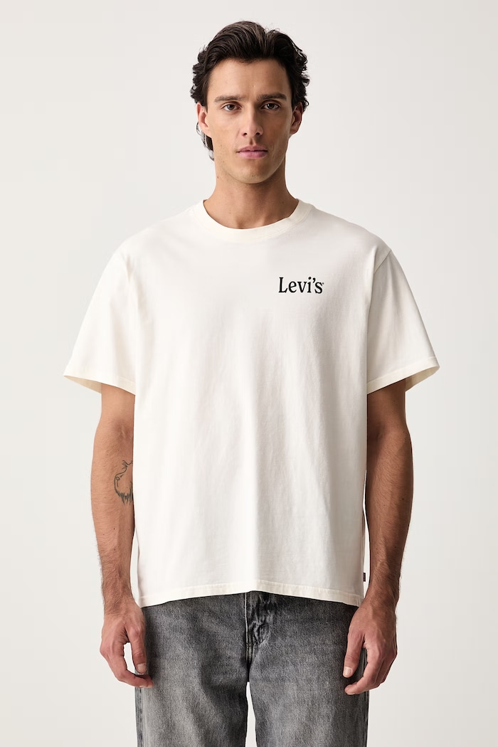 Odzież Levi's T-shirt basic męski bawełniany RELAXED FIT TEE 16143 beżowy