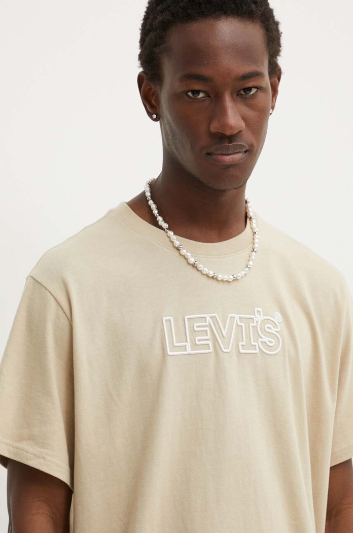 Levi's basic t-shirt ανδρικό βαμβακερό RELAXED FIT TEE μπεζ 16143