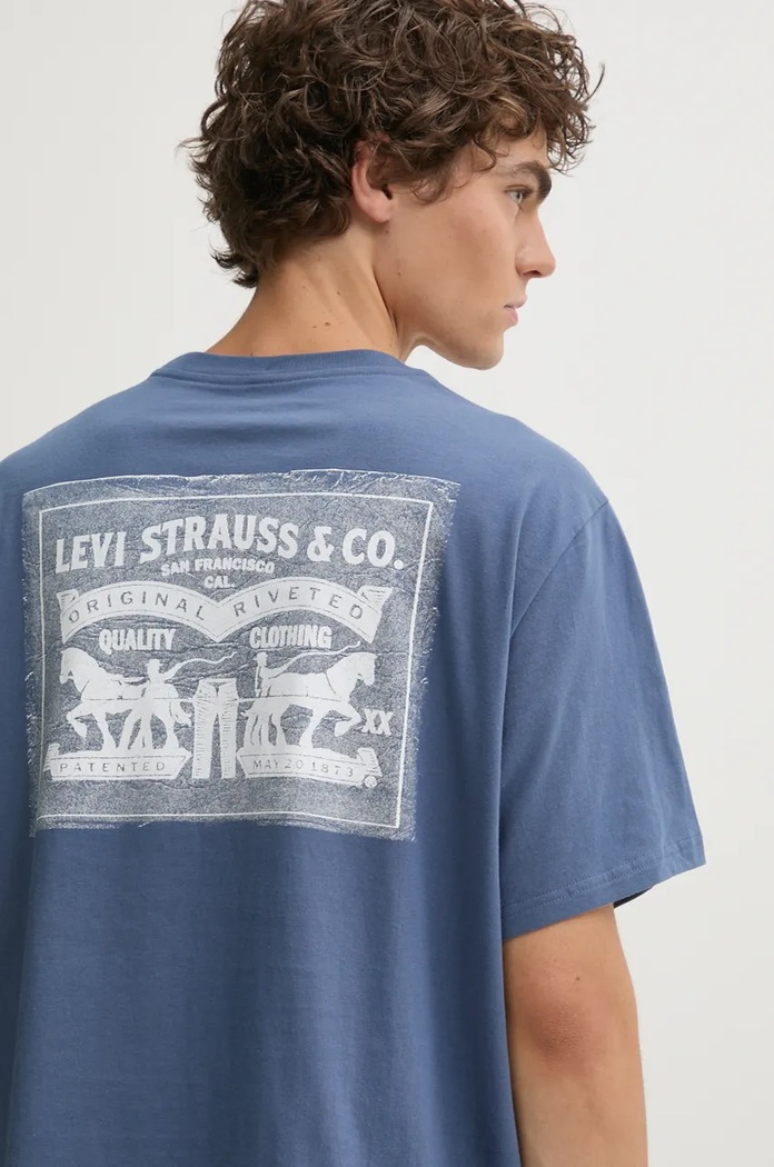 Levi's basic t-shirt ανδρικό βαμβακερό RELAXED FIT TEE στάμπα μπλε 16143