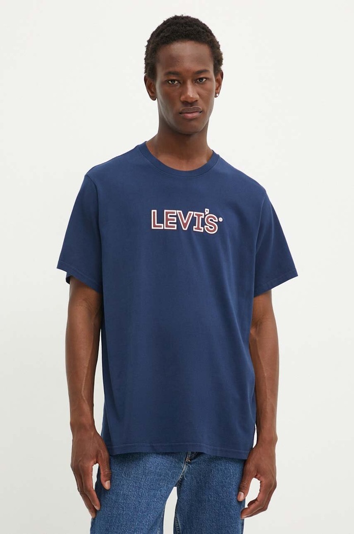 Levi's basic t-shirt ανδρικό βαμβακερό RELAXED FIT TEE στάμπα σκούρο μπλε 16143