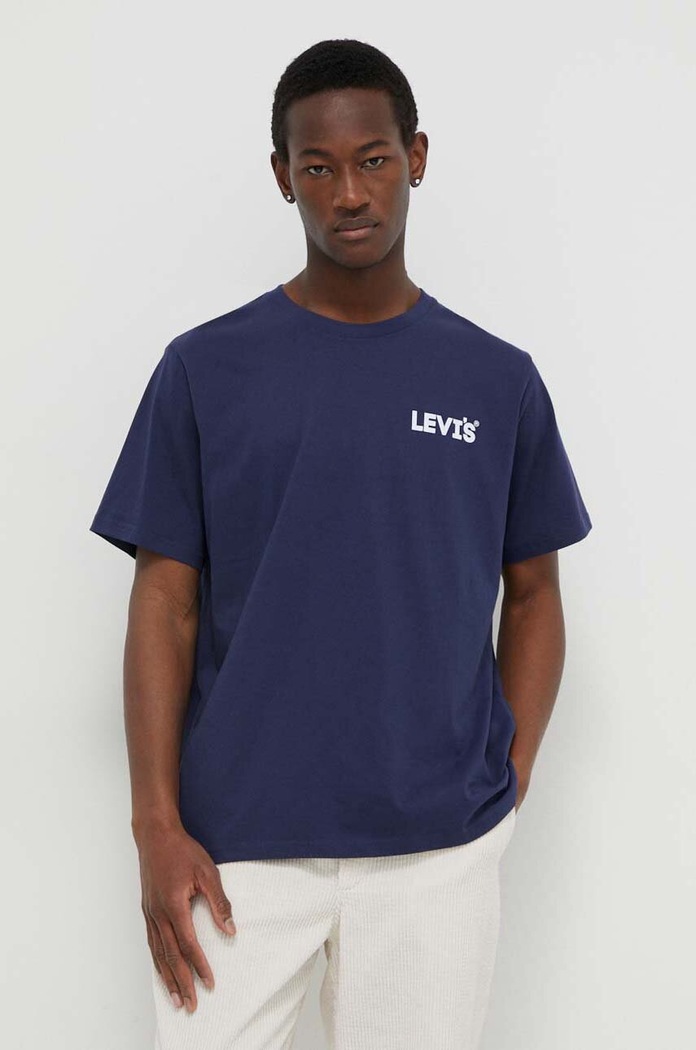 Levi's basic t-shirt ανδρικό βαμβακερό RELAXED FIT TEE στάμπα σκούρο μπλε 16143