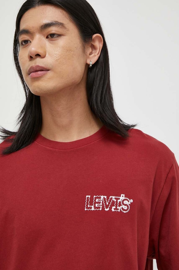 Levi's basic t-shirt ανδρικό βαμβακερό RELAXED FIT TEE μπορντό 16143