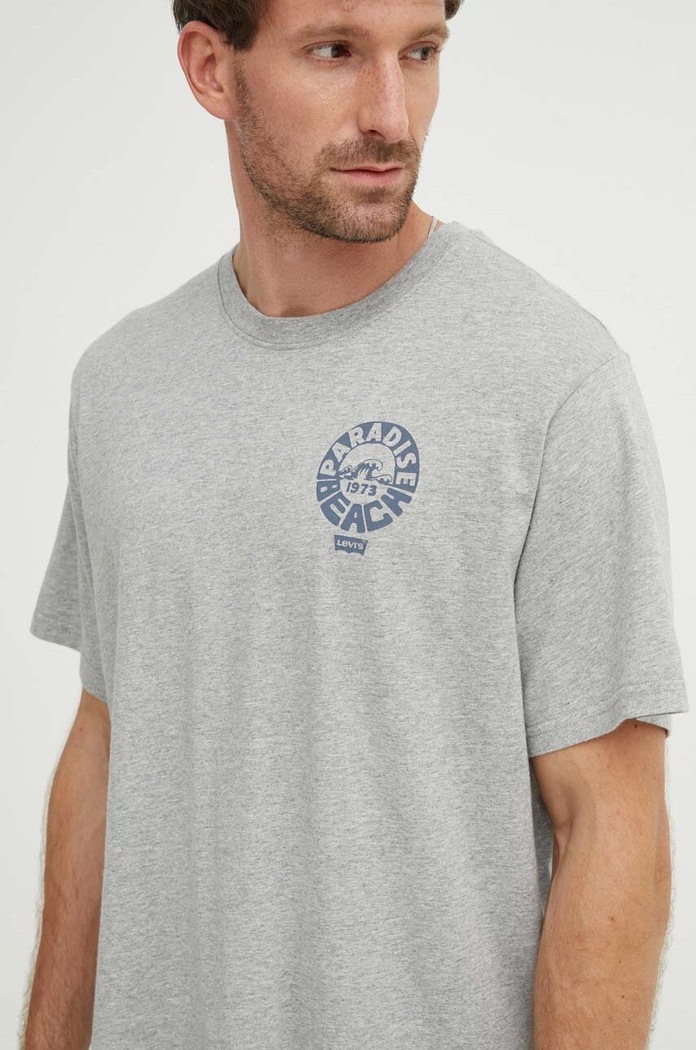 Levi's basic t-shirt ανδρικό βαμβακερό RELAXED FIT TEE στάμπα γκρί 16143