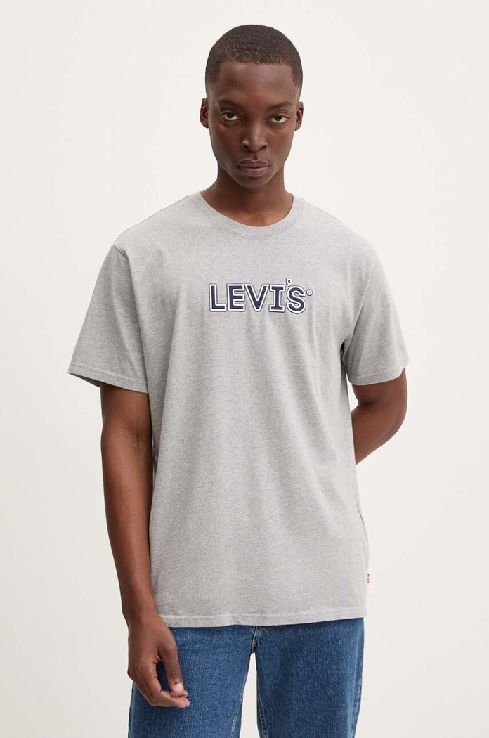 Levi's basic t-shirt ανδρικό βαμβακερό RELAXED FIT TEE στάμπα γκρί 16143