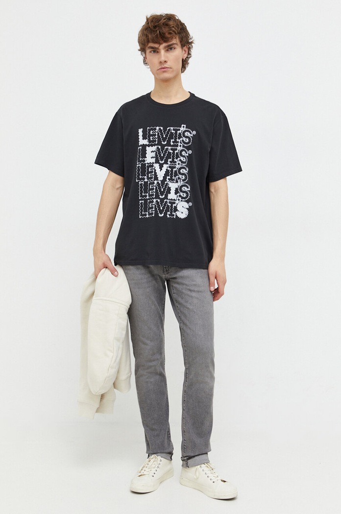 Levi's basic t-shirt ανδρικό βαμβακερό RELAXED FIT TEE στάμπα μαύρο 16143