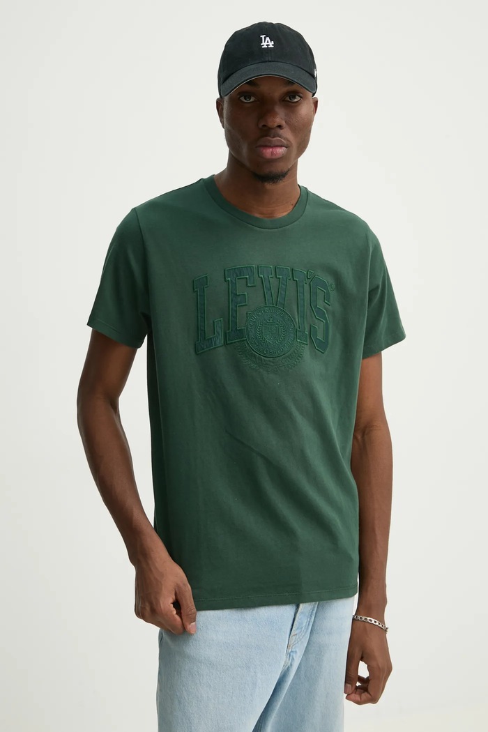 Bavlněné tričko Levi's zelená 22491