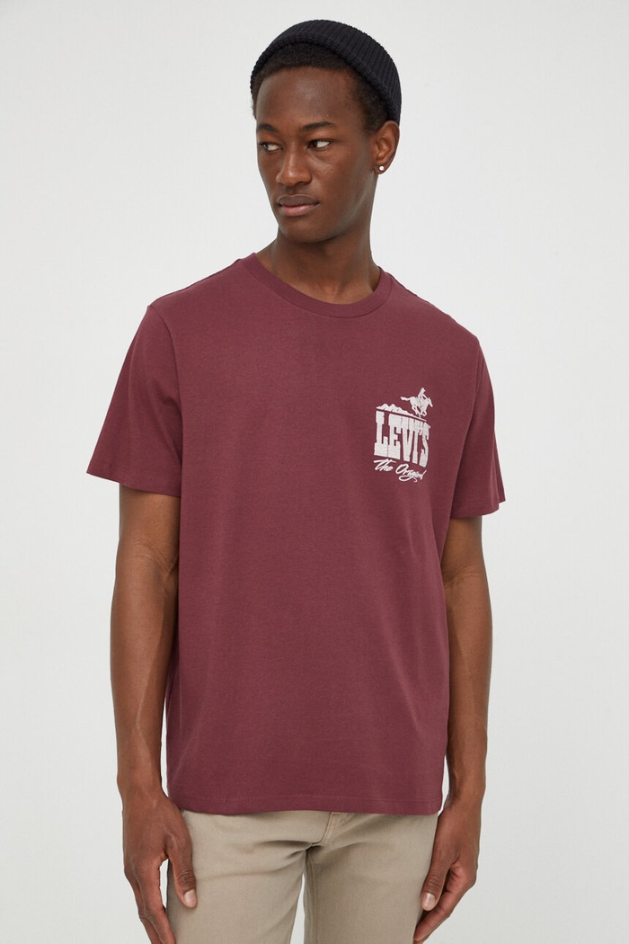 Odzież Levi's t-shirt GRAPHIC CREWNECK 22491 bordowy
