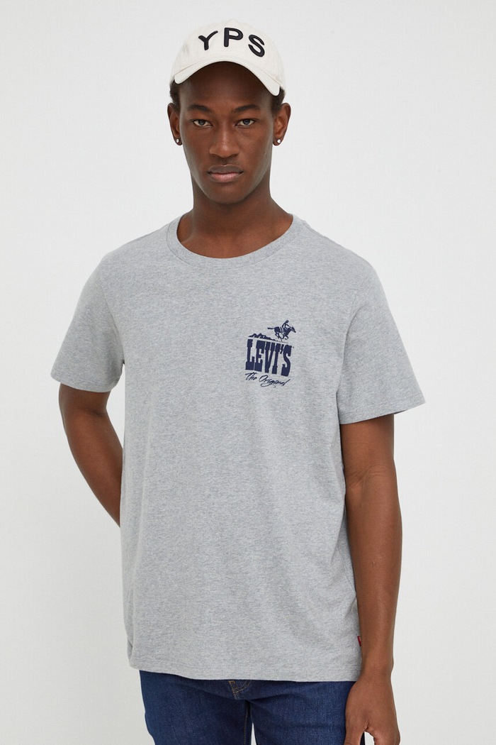 Bavlnené tričko Levi's potlač sivá 22491