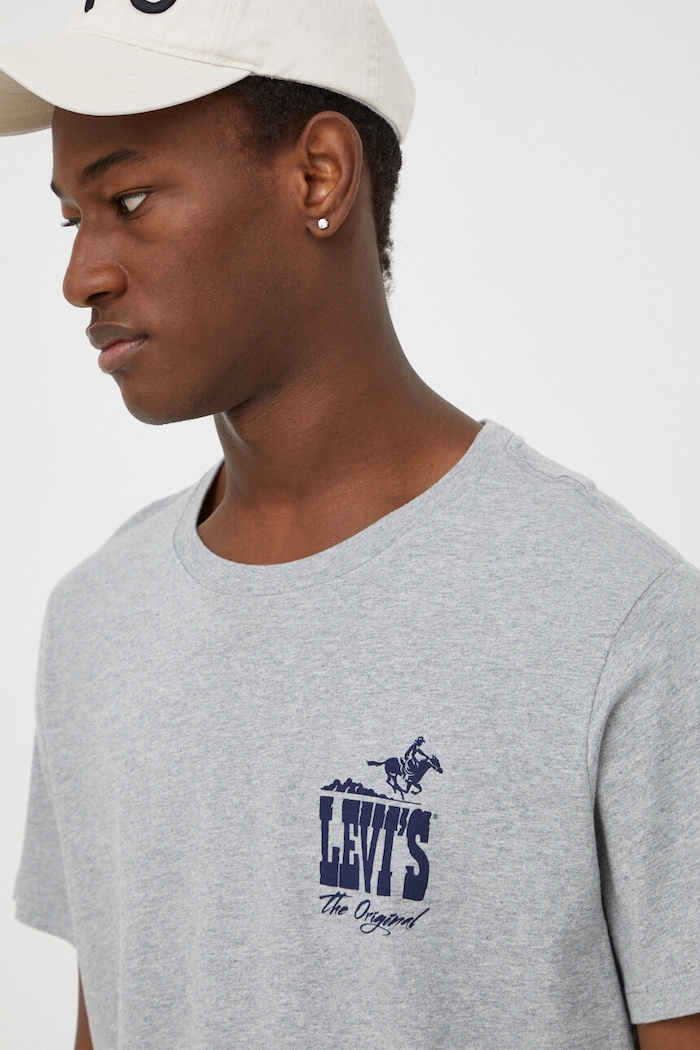 Bavlnené tričko Levi's sivá 22491
