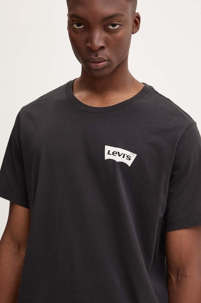 Bavlněné tričko Levi's potisk černá 22491