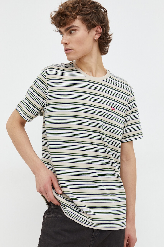 Памучна тениска Levi's бежов 56605