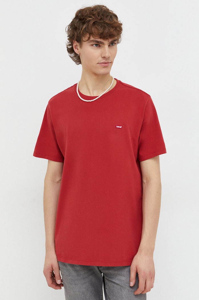 Bavlnené tričko Levi's jednofarebný červená 56605