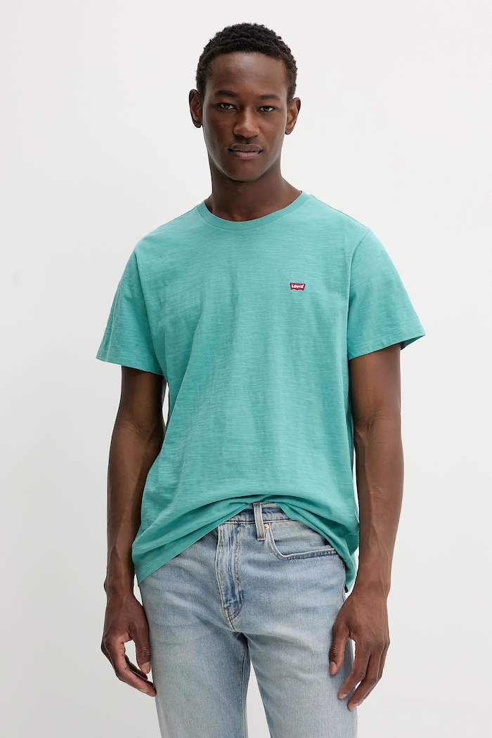Pamučna majica Levi's tirkizna 56605