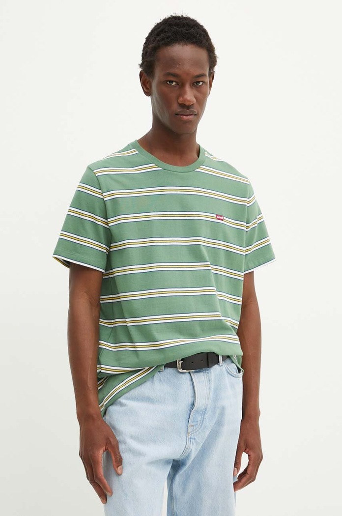Bavlněné tričko Levi's zelená 56605