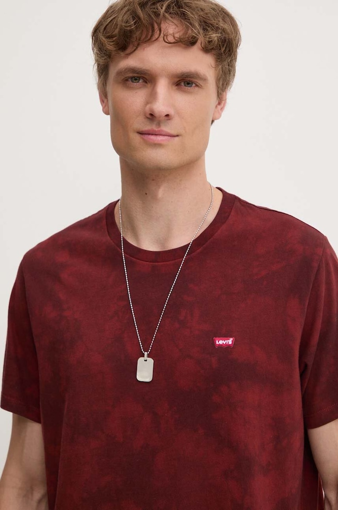 Bombažna kratka majica Levi's bordo 56605